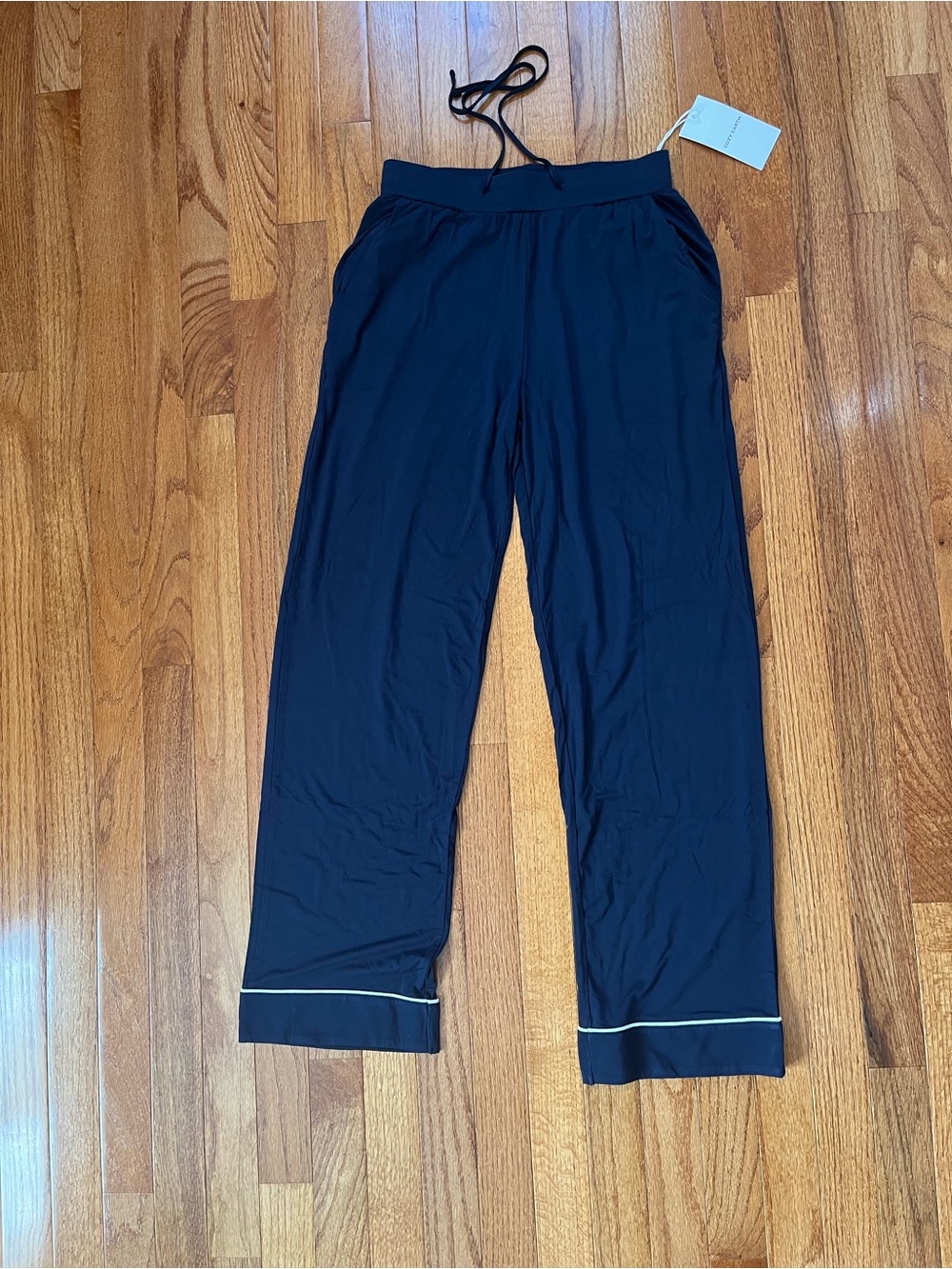 Women’s Navy Cozy Earth Bamboo Stretch Knit Pajama Pant with Contrast Piping